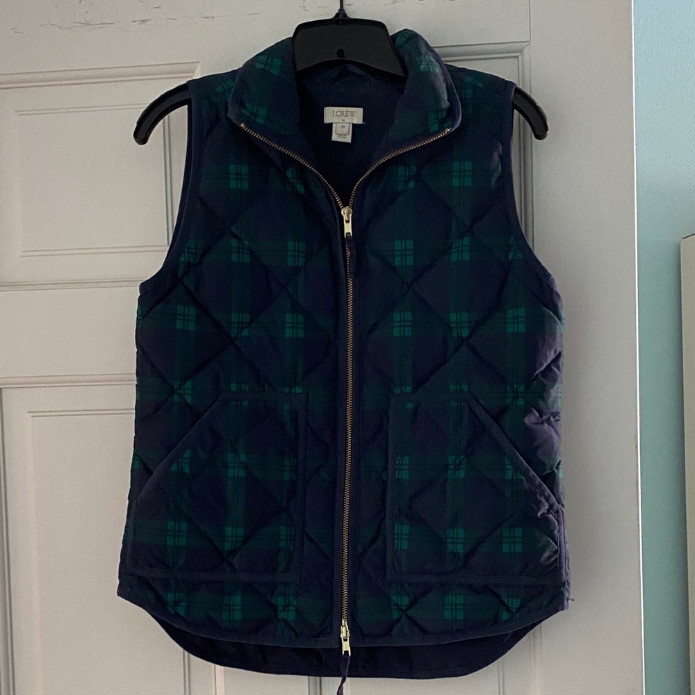 J. Crew Quilted Vest in Navy and Green
